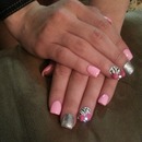 bow pink nails