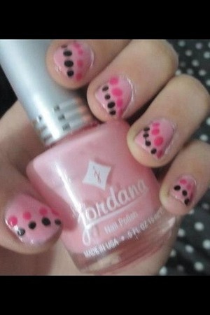 Light pink with hot pink & black dots!(: