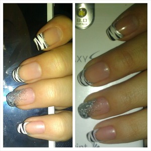 instagram : dynvsty_bxtch , all natural nails , zebra French , sparkle glam