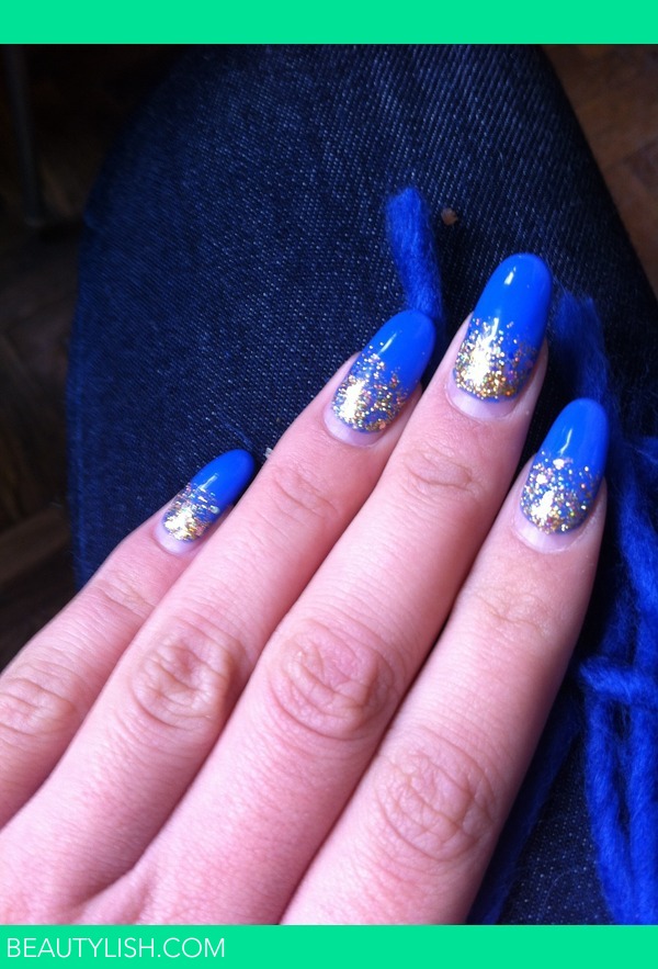 nails blue gold sparkles | Andjela R.'s Photo | Beautylish