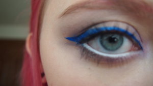 This was a subtle lavender smokey eye that I did with beautiful blue eyeliner from NYX!