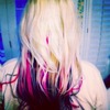 My Blonde Hair With Pink & Dark Brownish Black Extensions :) 