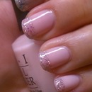 Light Pink Nails with Glittered Tips 