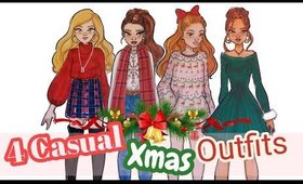 HOW TO DRAW // 4 CASUAL🎄XMAS OUTFITS🎀