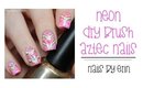 Neon Dry Brush Aztec Nails | NailsByErin