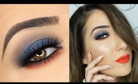 Blue and Orange Smokey Eye Makeup Tutorial