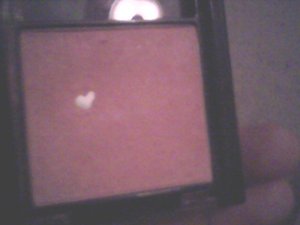 just thought this was the COOLEST thing ever! i was just using my blush and i blew on it and this lil hearrt appears! too cute!!  <3