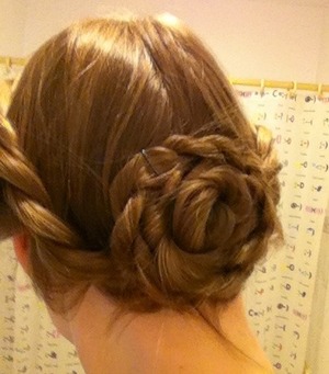 I French twisted the sides, then twisted each side of my hair into two long braids and wrapped them around each other. 