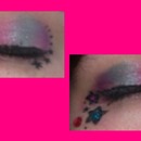 Pink, Purple, and Blue Eyeshadow with Sparkles and Rhinestones (: