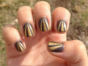 Right hand. Even with a different design, I'm just not feeling this color combo. Oh well.

ELF Smoky Brown and Milani 3D.