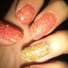 red and gold glitter gel nails