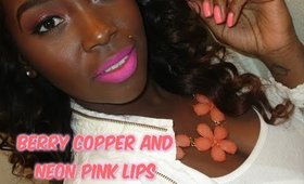 Copper Berry Eyes and Neon pink matte Lips Makeup Tutorial Makeupynesha