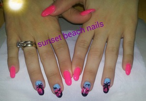 summer sunset nail art 