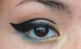 Green, gold, and black cut crease makeup tutorial