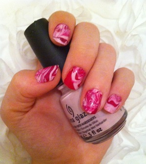 Simple water marble design on my nails using china glaze nail varnish the best when it comes to this technique!:)