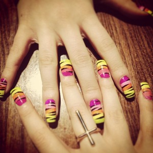 Colourful zebra nails LOVVEEE