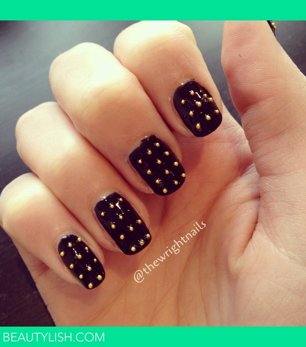 Black studded nails | Freya W.'s Photo | Beautylish