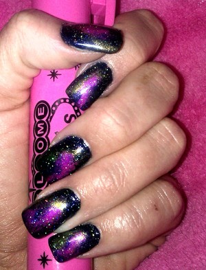 Another shot of the galaxy nails I did. 