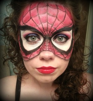 Spider-Man inspired face mask. done with eyeshadows and eyeliners