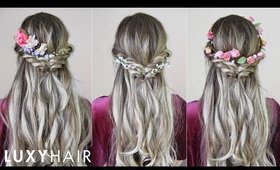 Easy & Quick Hairstyle With Flowers (Perfect For Spring & Summer) | Luxy Hair