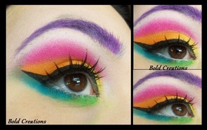 A look created using all neon colors