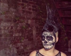 Halloween sugar skull. White face makeup and cover girl eyeliner. 
