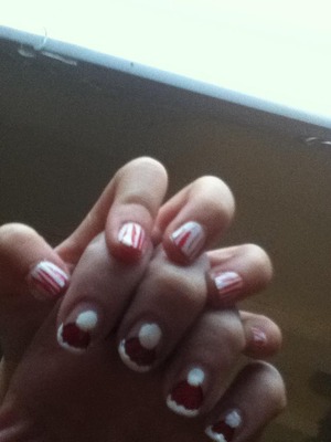 I did this for Christmas of course! Santa hats and candy cane stripes. :)
