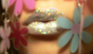 Fogged photo of multi glitter lips (aesthetic photo use). Products used - Navajo (#21 Revenge), Spectacular (Mercury glitter) with Mac glitter 3D siler dabbed ontop. 