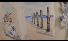 Go to the beach with me in a water color