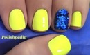 Neon Yellow Nails With A Glitter Accent Nail