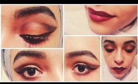Brown smokey cat eye & dark gradient red lip ♡ dramatic fall makeup