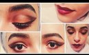 Brown smokey cat eye & dark gradient red lip ♡ dramatic fall makeup