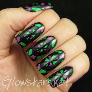 Read the blog post at http://glowstars.net/lacquer-obsession/2015/02/the-digit-al-dozen-does-patterns-on-patterns-spider-webs-on-pinwheels/