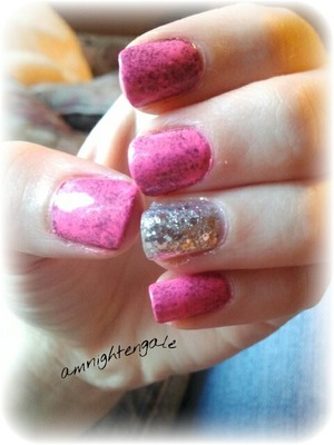 Sponged pink and purple nails. Essies Set in Stone accent nail! :)