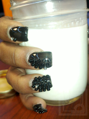 OPI GelColor Black Onyx and couture nails.