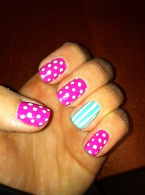 Pink and Mint, Polka dot and Stripes