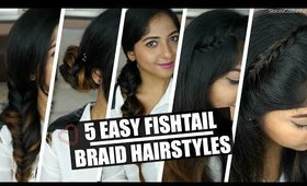 5 EASY & QUICK NO HEAT Hairstyles | Fishtail Braid | Stacey Castanha