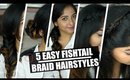 5 EASY & QUICK NO HEAT Hairstyles | Fishtail Braid | Stacey Castanha