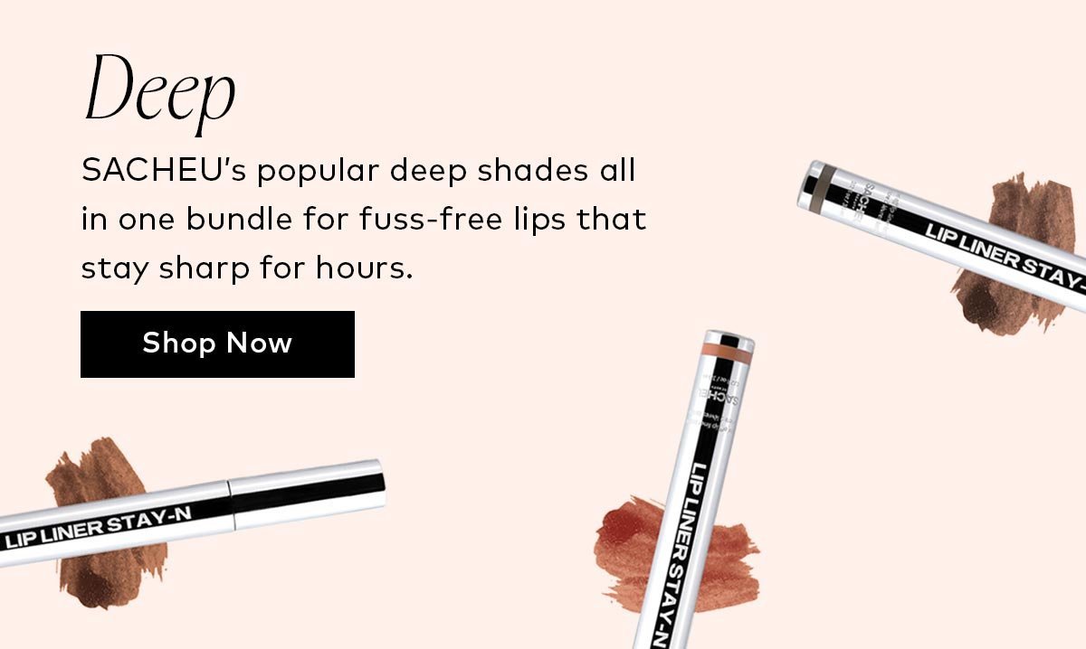 SACHEU’s popular Lip Liner STAY-N deep shades all in one bundle for fuss-free lips that stay sharp for hours. Shop now at Beautylish.ccom