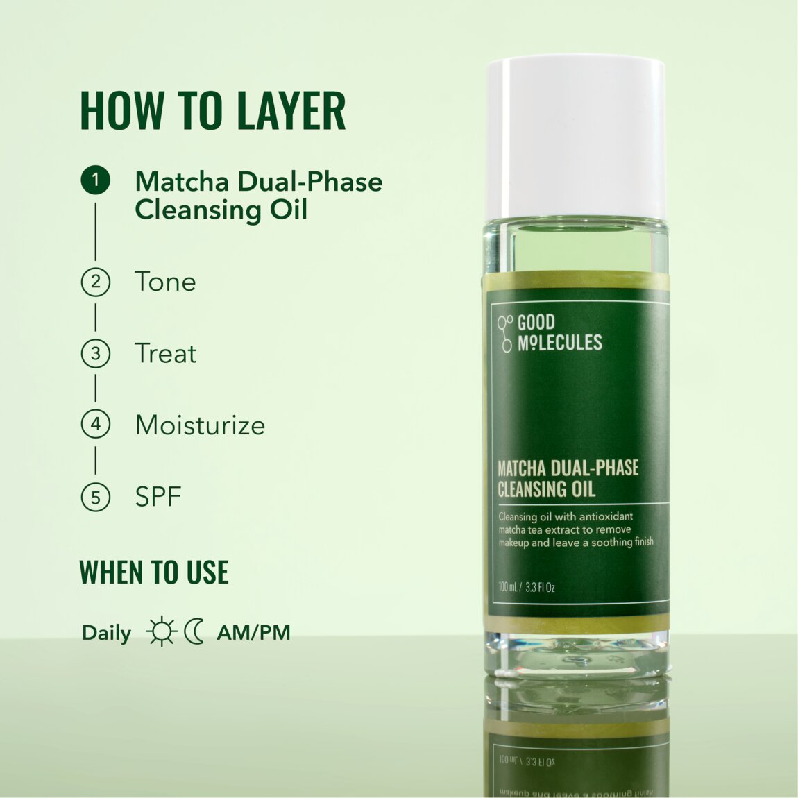 Good Molecules Matcha Dual-Phase Cleansing Oil 100ml (2-Pack