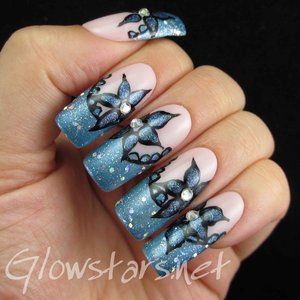 Read the blog post at http://glowstars.net/lacquer-obsession/2014/11/glitter-french-with-flowers/