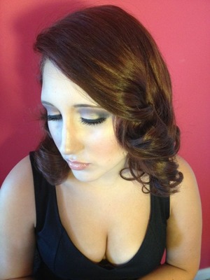 Gray, brown, and black smoky eyes with flawless airbrush, blush, and glossy nude lips 