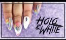 Holo & White nail art