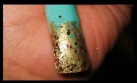 Deep Sea Voyage | Faux Gold Leaf FX & Turquoise Nails