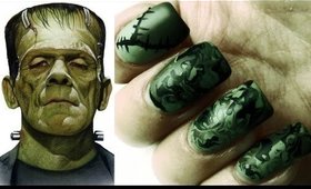 Frankenstein inspired nail art (BornPrettyStore.com Halloween contest)