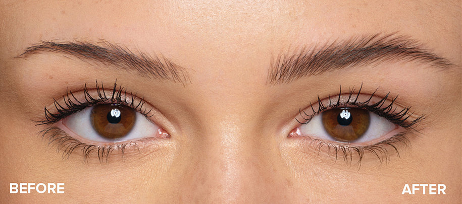 Anastasia Beverly Hills model before & after using the Volumizing Tinted Brow Gel