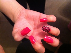 Pink with black stones