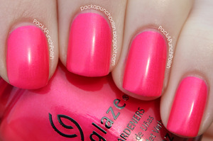 
Love's A Beach by China Glaze. A bright fuchsia neon shimmer. Part of the Summer Neons Collection. This is 2 coats, without top coat.

Full Blog Post:
http://packapunchpolish.blogspot.com/2012/12/china-glaze-loves-beach.html