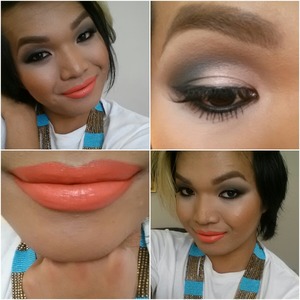 Love a bright coral/orange lip! 

This is entertain me lip liner (MAC) and number 13 lipstick (YSL). No gloss. 