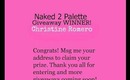 Urban Decay Naked 2 Palette Giveaway WINNER!!